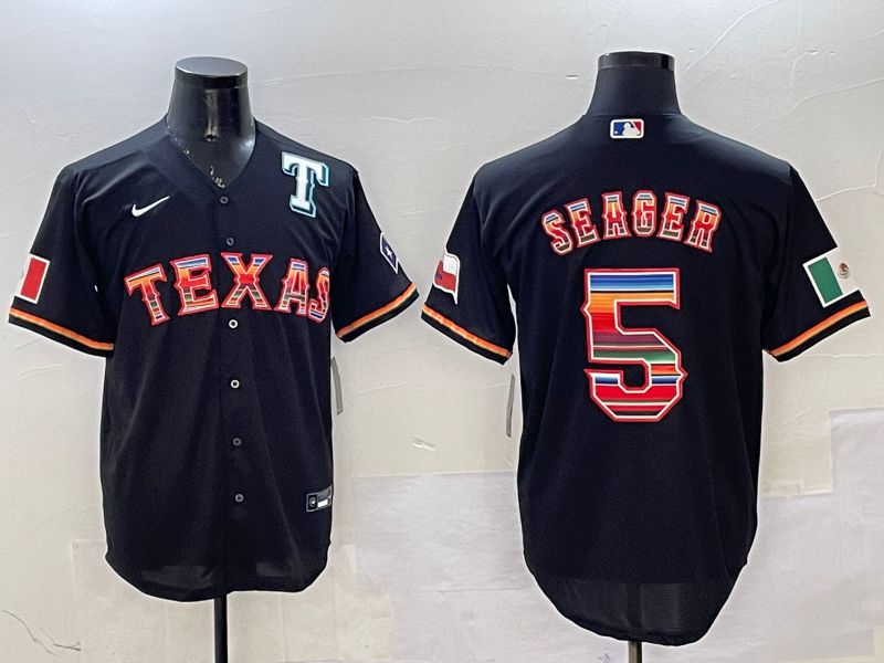 Men Texas Rangers #5 Seager Black Mexico 2025 Nike MLB Jersey style 7->youth nfl jersey->Youth Jersey
